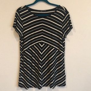 Cable and Gauge black & white fit and flare top